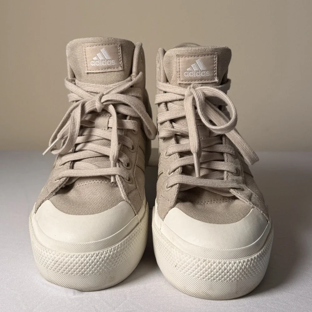 Women Adidas Bravada Platform 2.0 High Top Shoes Beige 7.5  Minimalist Normcore